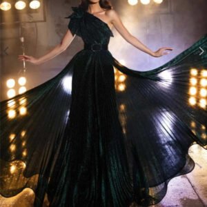 Emerald Green Gown One-Shoulder Design
